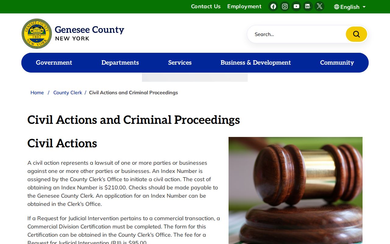 Genesee County criminal court case instructions for closed felony files