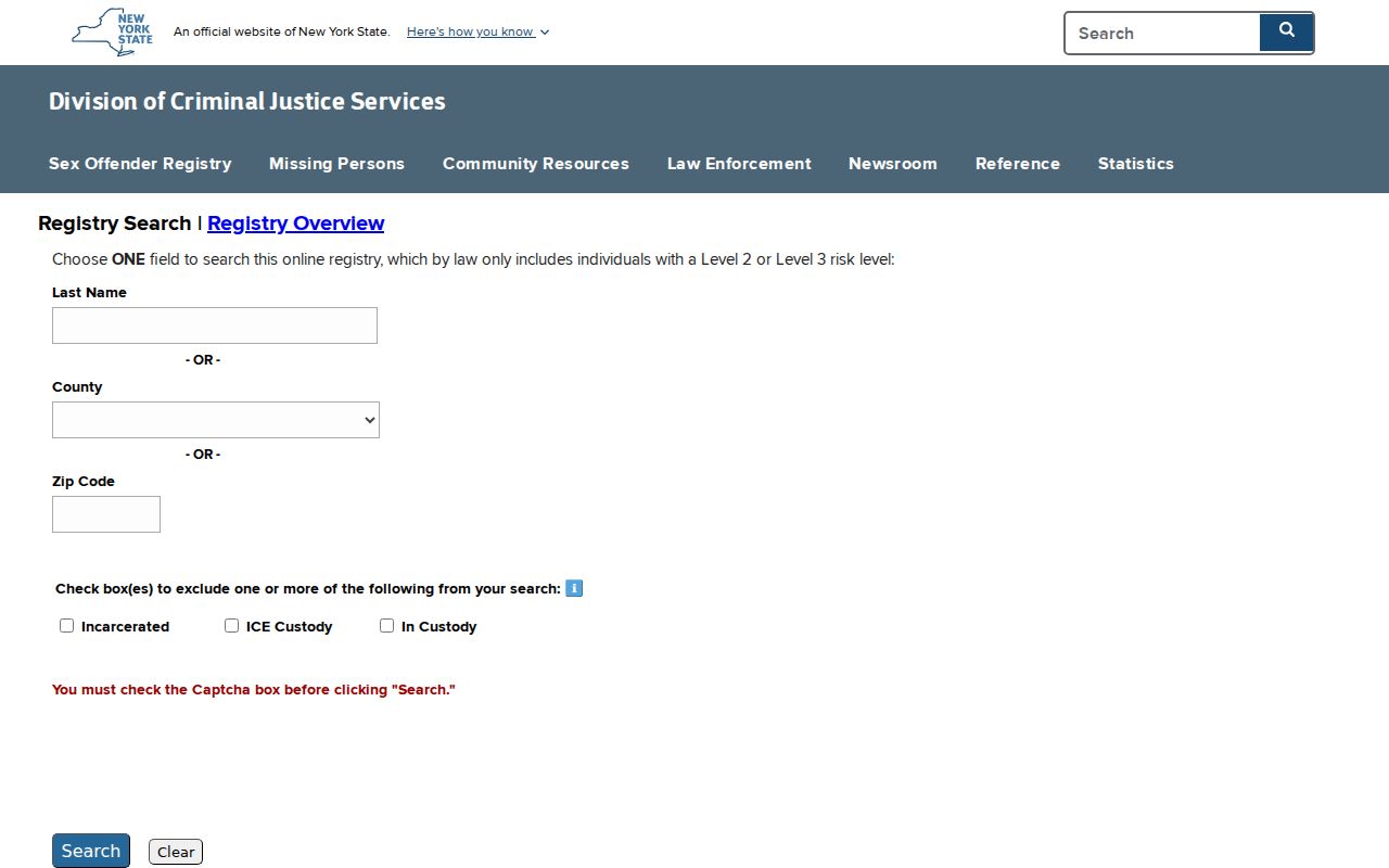 Genesee County sex offender registry search entrance and lawful-use notice